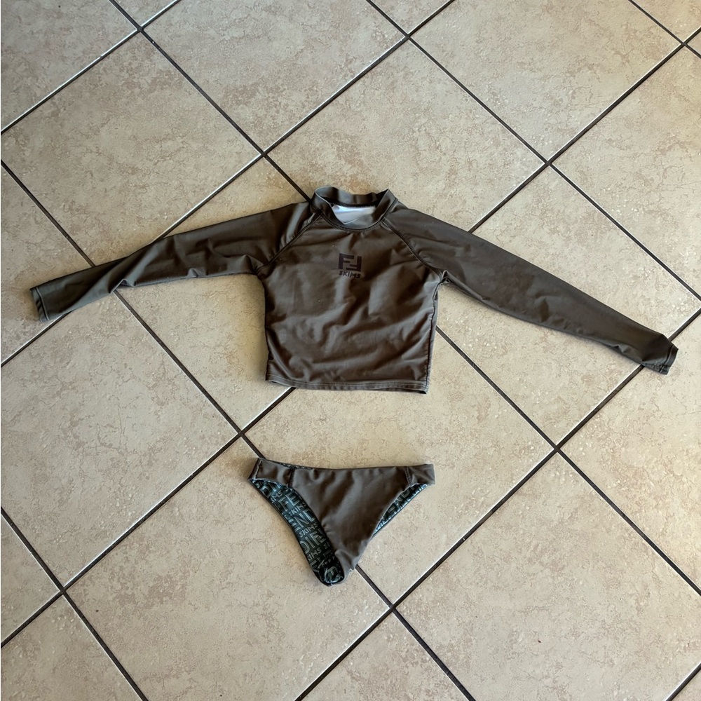 Fendi army  green Long Sleeve Swim Set